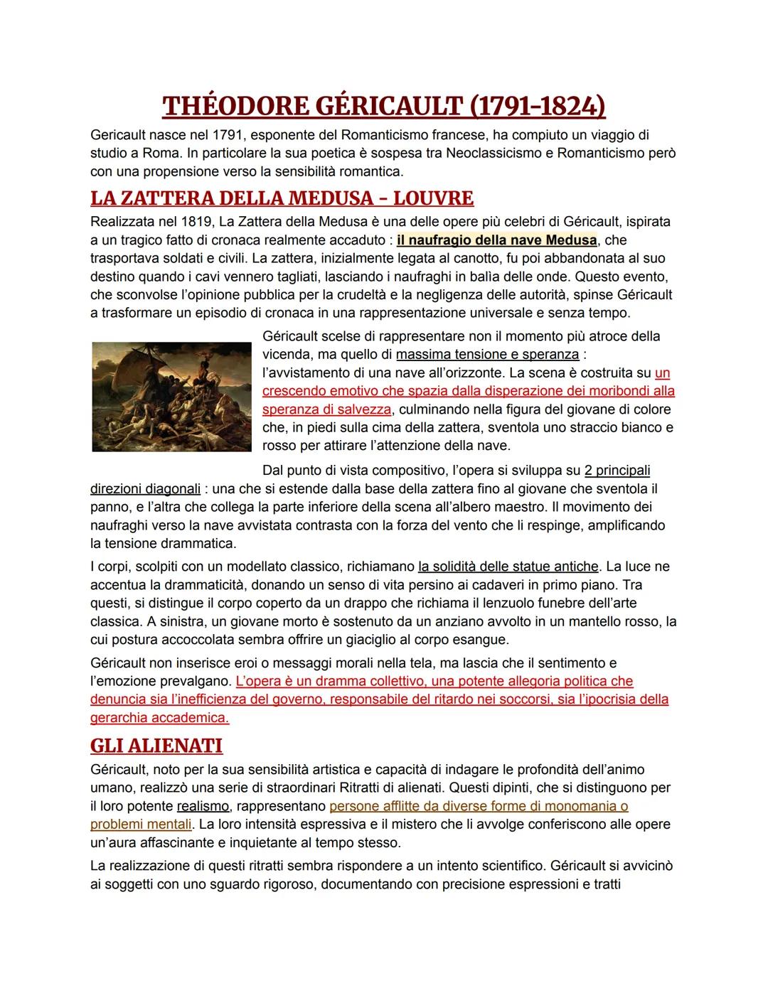 THÉODORE GÉRICAULT (1791-1824)
Gericault nasce nel 1791, esponente del Romanticismo francese, ha compiuto un viaggio di
studio a Roma. In pa