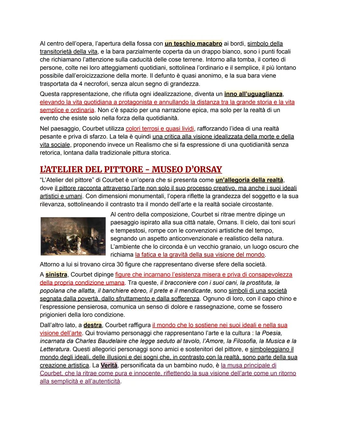 GUSTAVE COURBET (1819-1877)
Courbet è considerato il capostipite del realismo pittorico francese. In particolare, Courbet
sostiene che l'art