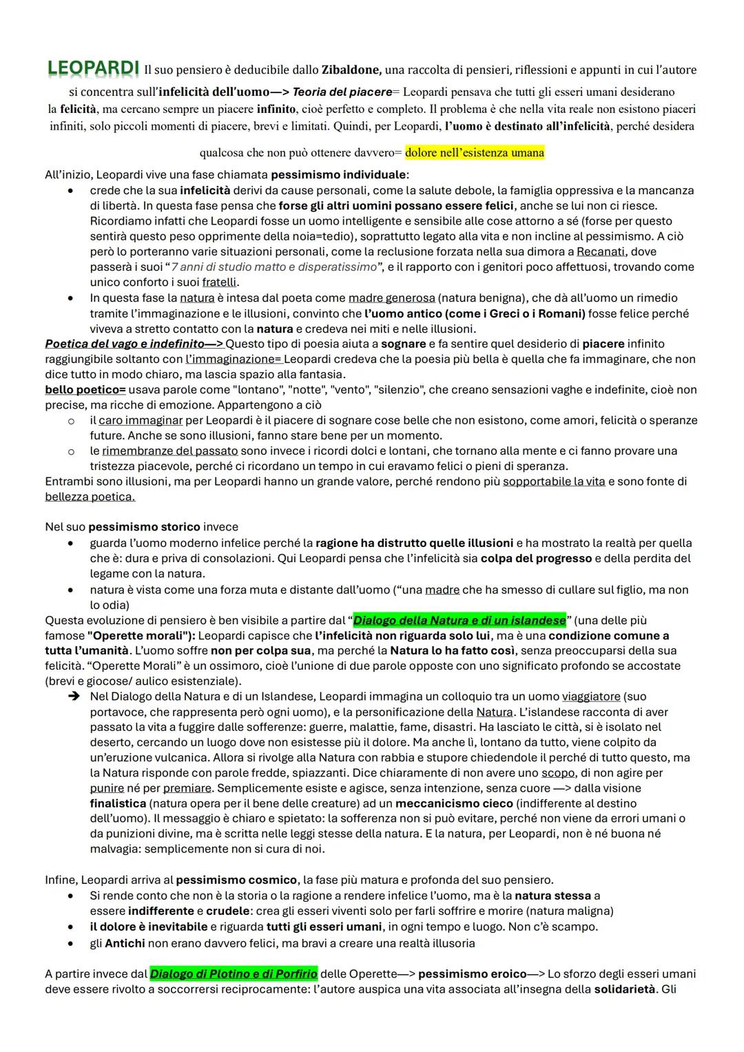 Giacomo Leopardi pensiero e opere