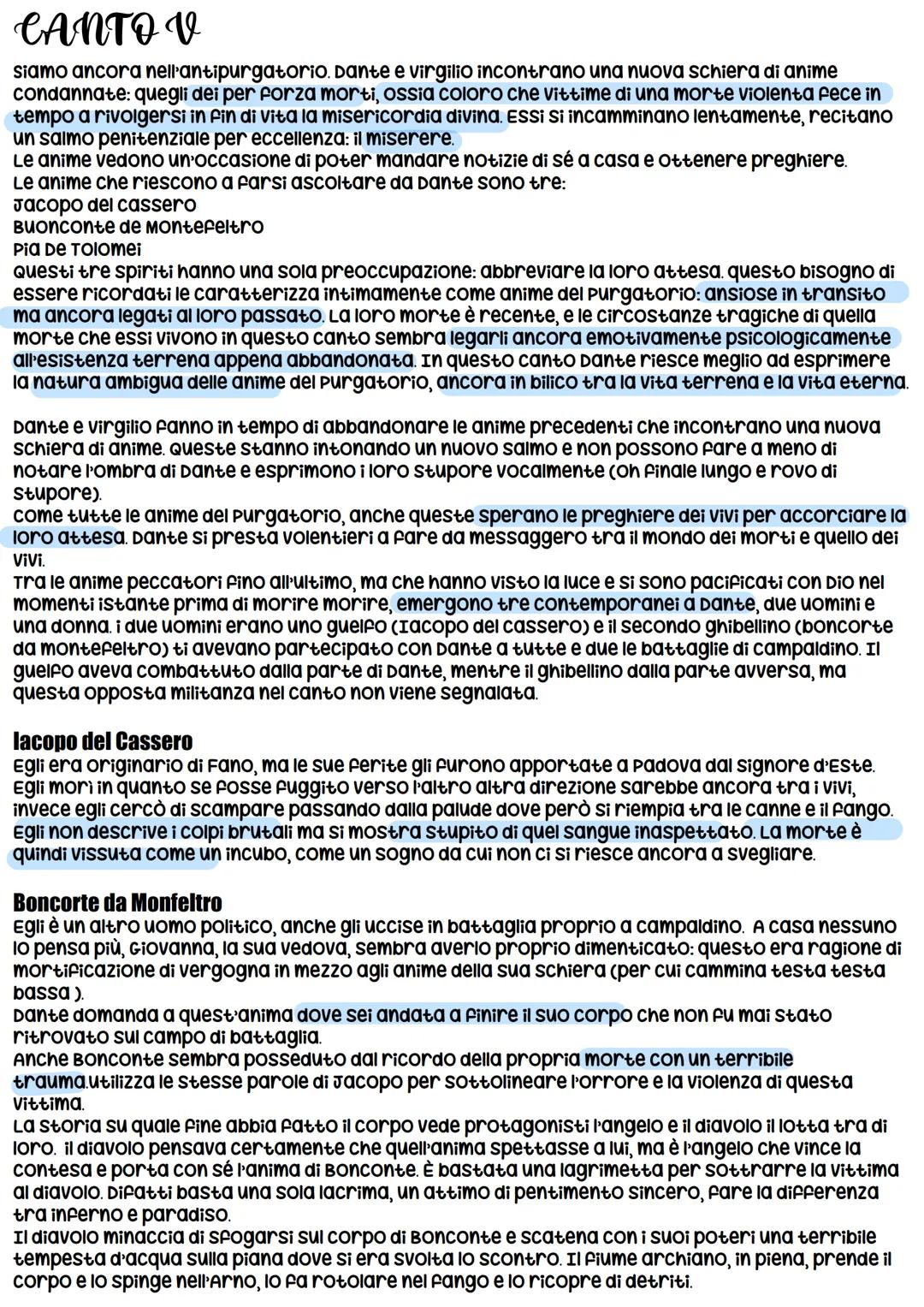 ## CANTO V
siamo ancora nell'antipurgatorio. Dante e virgilio incontrano una nuova schiera di anime
condannate: quegli dei per forza morti,