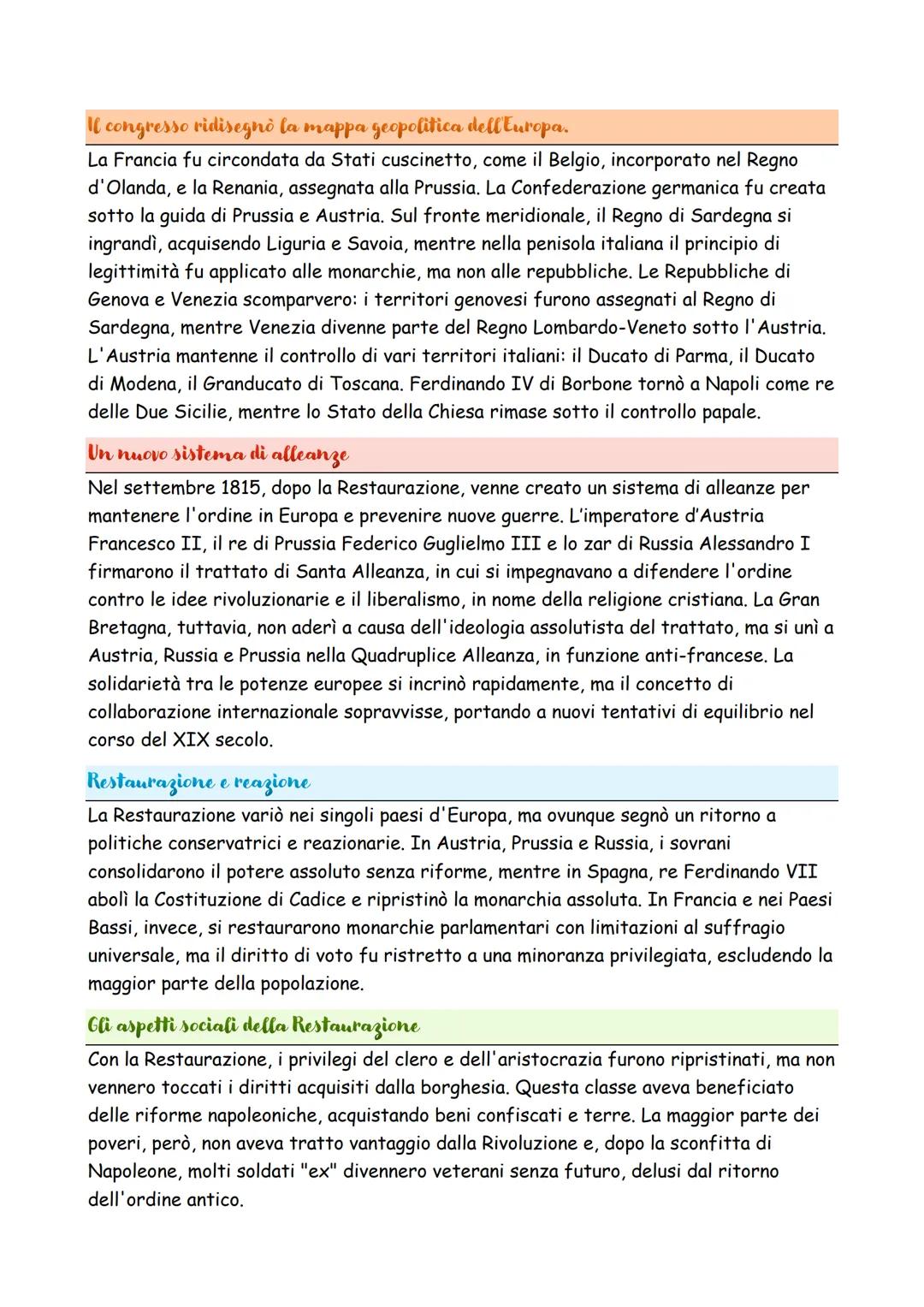 Il congresso di Vienna
Il 1ยบ novembre 1814, con Napoleone in esilio sull'isola d'Elba, iniziรฒ il congresso di
Vienna, una tappa cruciale nel