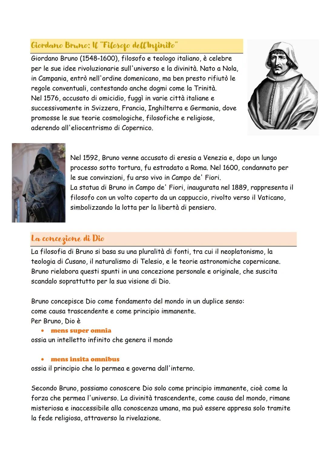 Giordano Bruno: Il "Filosofo dell'Infinito"
Giordano Bruno (1548-1600), filosofo e teologo italiano, รจ celebre
per le sue idee rivoluzionari