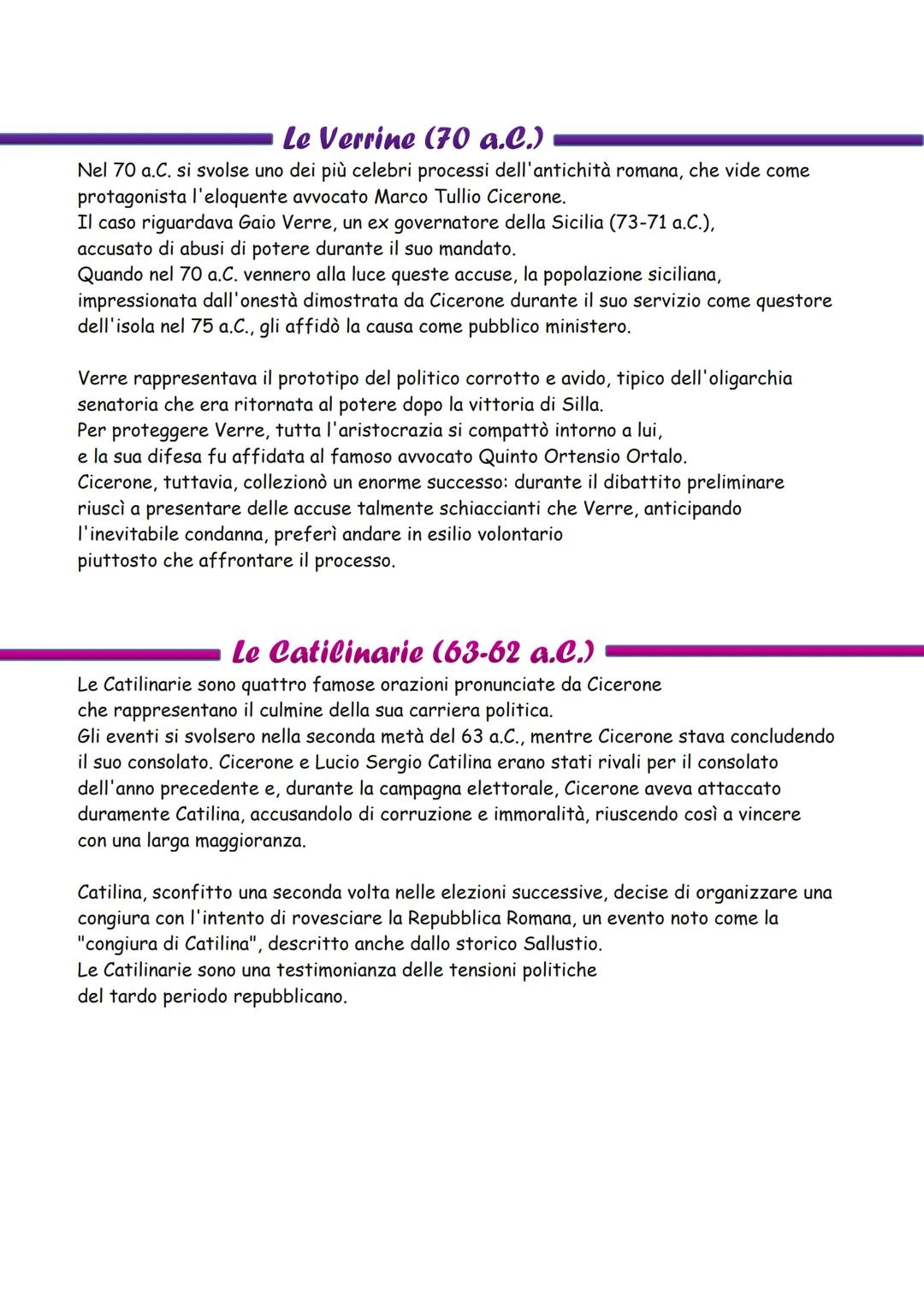 Marco Tullio Cicerone
Cicerone fu un oratore e avvocato impareggiabile,
nonchรฉ un divulgatore della filosofia greca e uomo di grande cultura