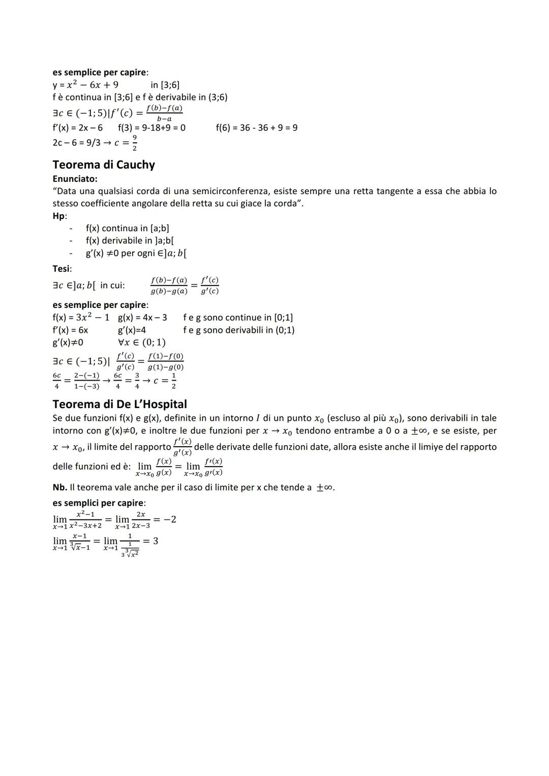 Derivabilitá e Teoremi
Punti di non derivabilità
Sia f(x) una funzione continua e non derivabile in c. Un punto di ascissa c del grafico di