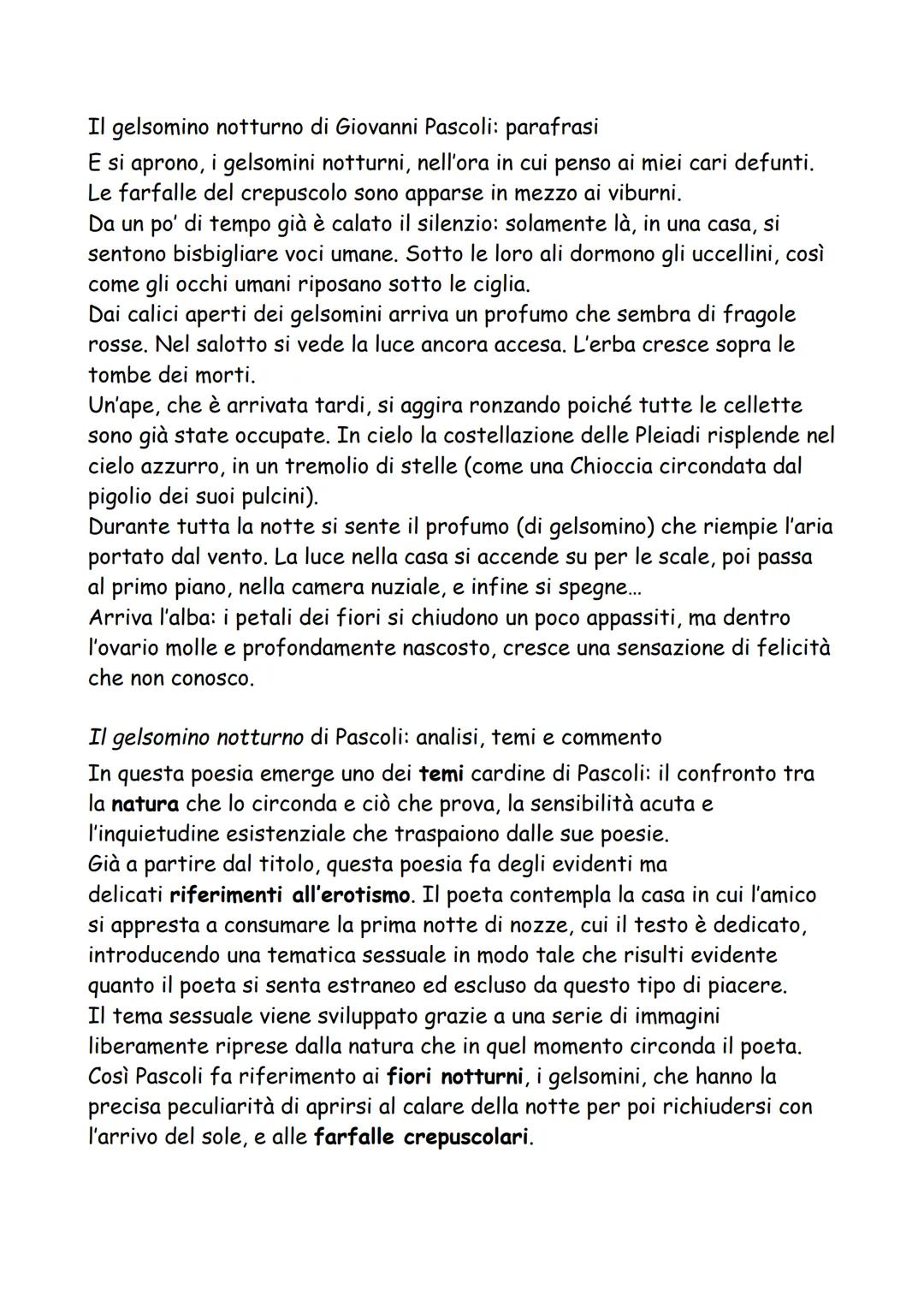 Il gelsomino notturno è una poesia scritta da Giovanni Pascoli nel 1903 in
occasione delle nozze di un amico, Gabriele Brignati.
Inserita ne