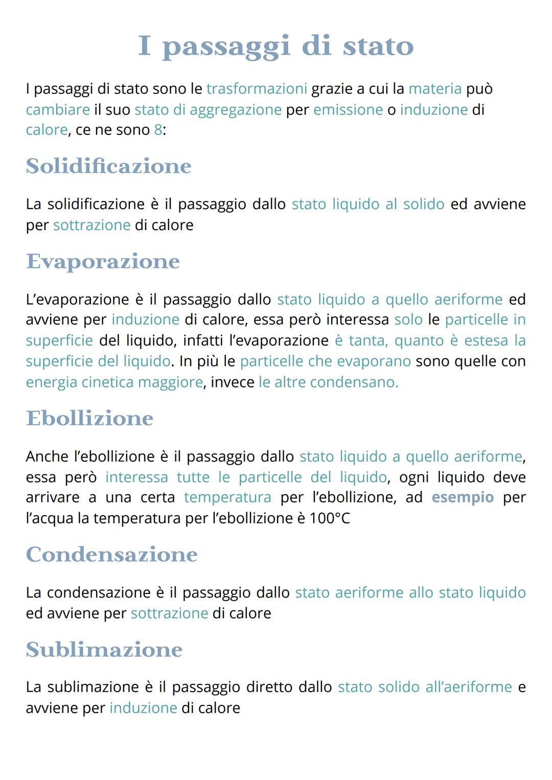La materia
La materia è tutto ciò che ci circonda che possiede una massa ed occupa
uno spazio. La materia può esistere in 3 stati fisici :
S