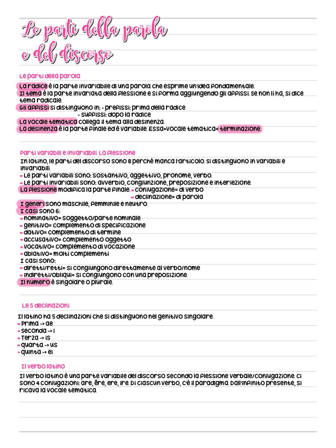 Le parti della parpla
e del discorse
Le parti della parola
La radice è la parte invariabile di una parola che esprime un'idea fondamentale.