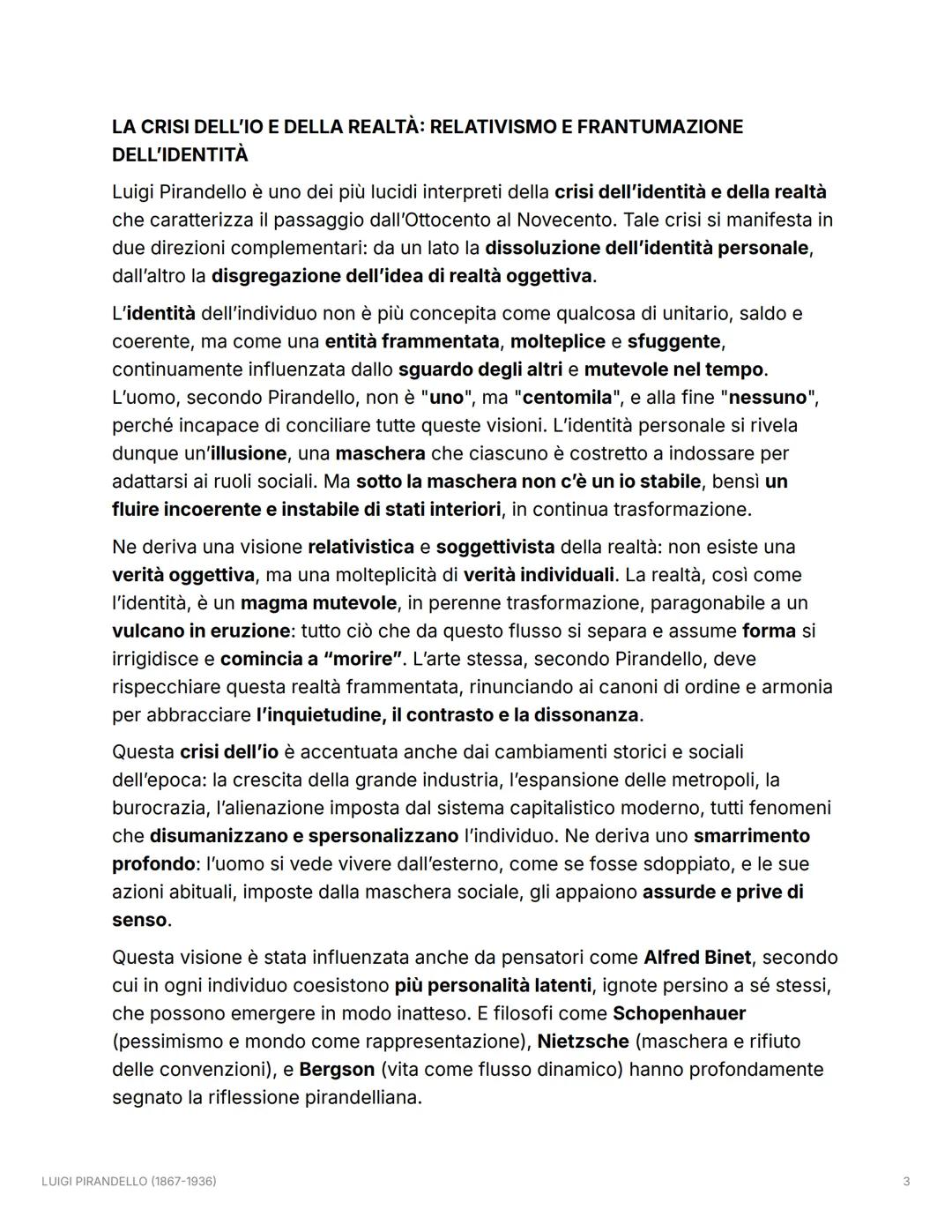 LUIGI PIRANDELLO (1867-1936)
LA VITA
Luigi Pirandello nacque a Girgenti (oggi Agrigento) nel 1867. La sua formazione fu
influenzata dagli am