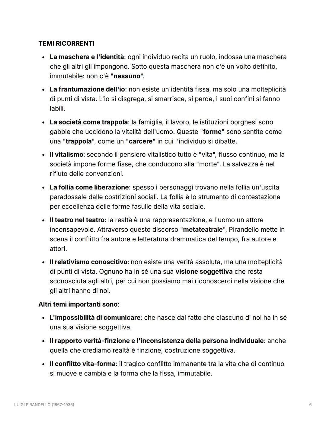 LUIGI PIRANDELLO (1867-1936)
LA VITA
Luigi Pirandello nacque a Girgenti (oggi Agrigento) nel 1867. La sua formazione fu
influenzata dagli am