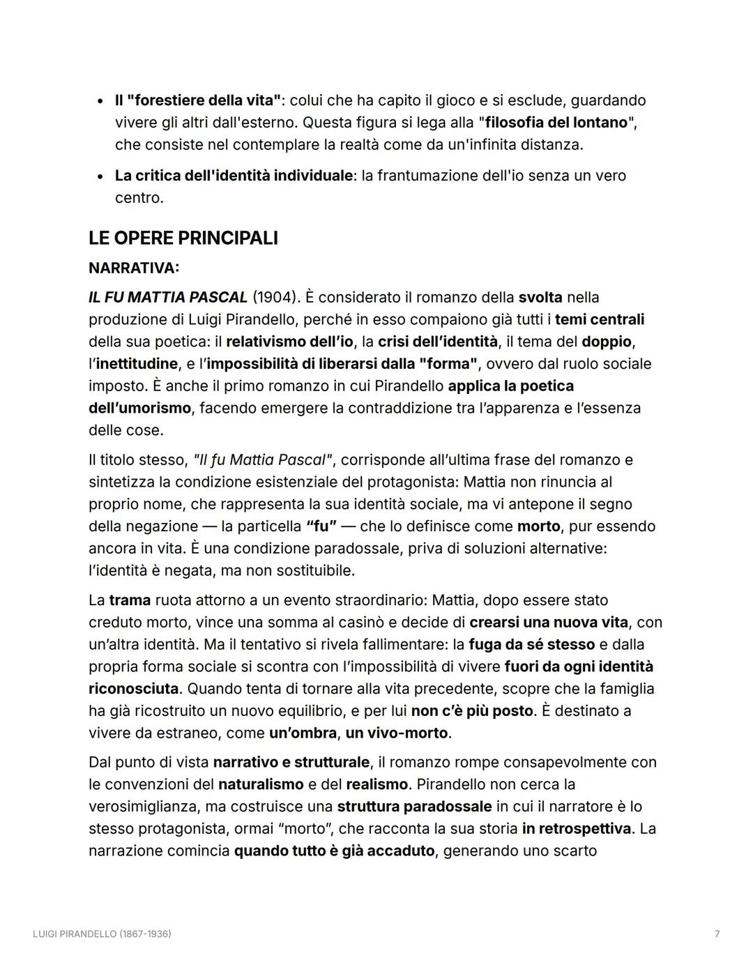 LUIGI PIRANDELLO (1867-1936)
LA VITA
Luigi Pirandello nacque a Girgenti (oggi Agrigento) nel 1867. La sua formazione fu
influenzata dagli am