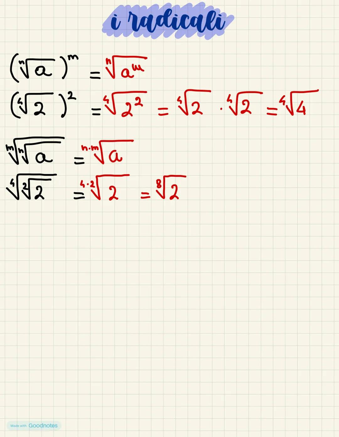 i radicali
COM'È FORMATO UN RADICALE?
h
√a
• RADICE • INDICE DI RADICE • RADICANDO
RICORDIAMO CHE...
QUANDO L'INDICE DI RADICE È 2, OMETTIAM