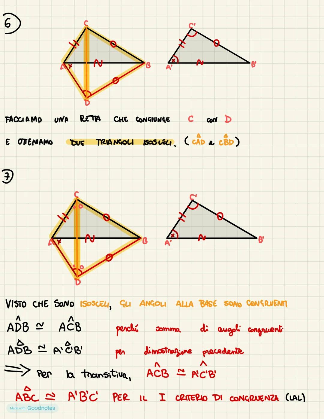 DIMOSTRIAMO IL 1 CRITERIO DI CONGRUENZA
1 CRITERIO = LAL (lato angolo lato)
due triangoli sono congruenti se hanno due lati e l'angolo
tra e