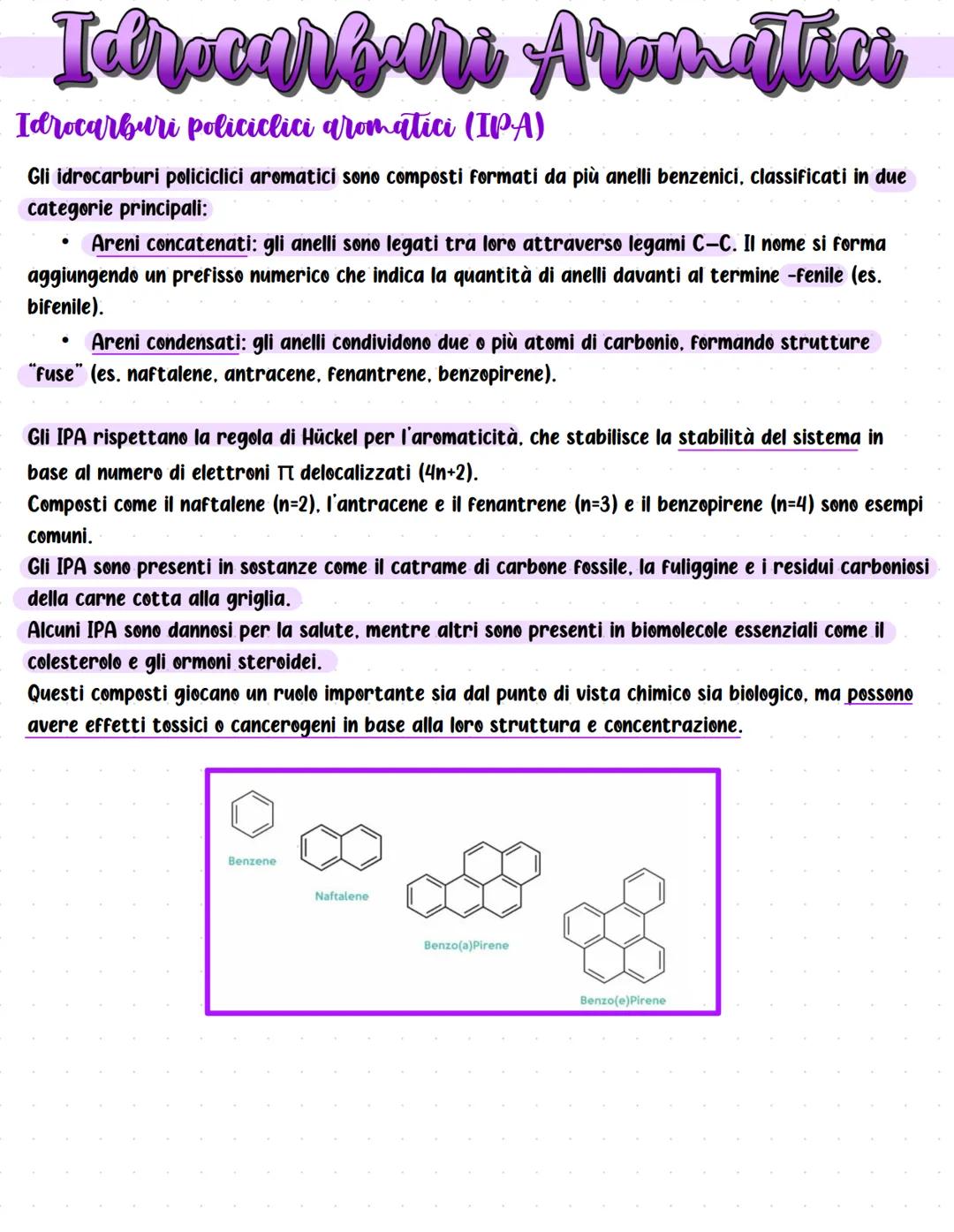 Idrocarburi Aromatici
L'aromaticita del benzene
Gli idrocarburi aromatici, o areni, sono composti organici caratterizzati da almeno un ciclo