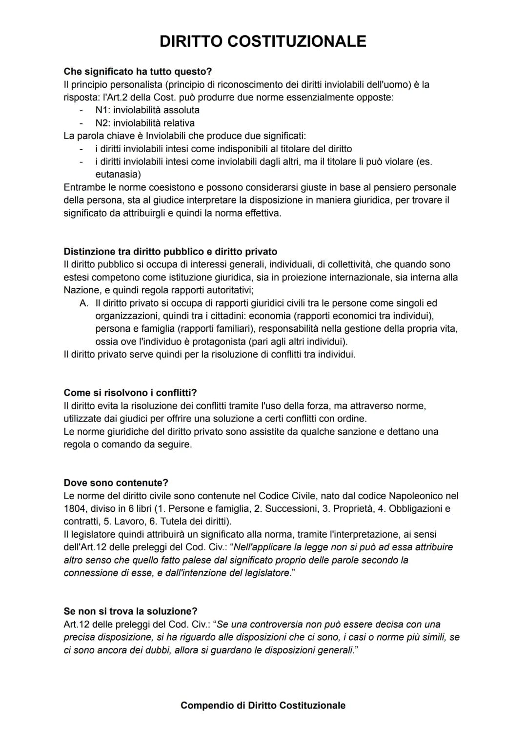 Che cos'è il diritto?
DIRITTO COSTITUZIONALE
Il diritto è distinzione, individualizzazione dei contorni, è un insieme di regole che
discipli