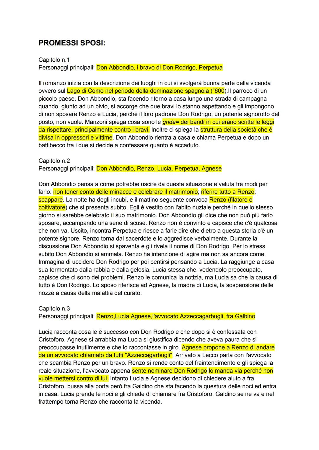 PROMESSI SPOSI:
Capitolo n.1
Personaggi principali: Don Abbondio, i bravo di Don Rodrigo, Perpetua
Il romanzo inizia con la descrizione dei