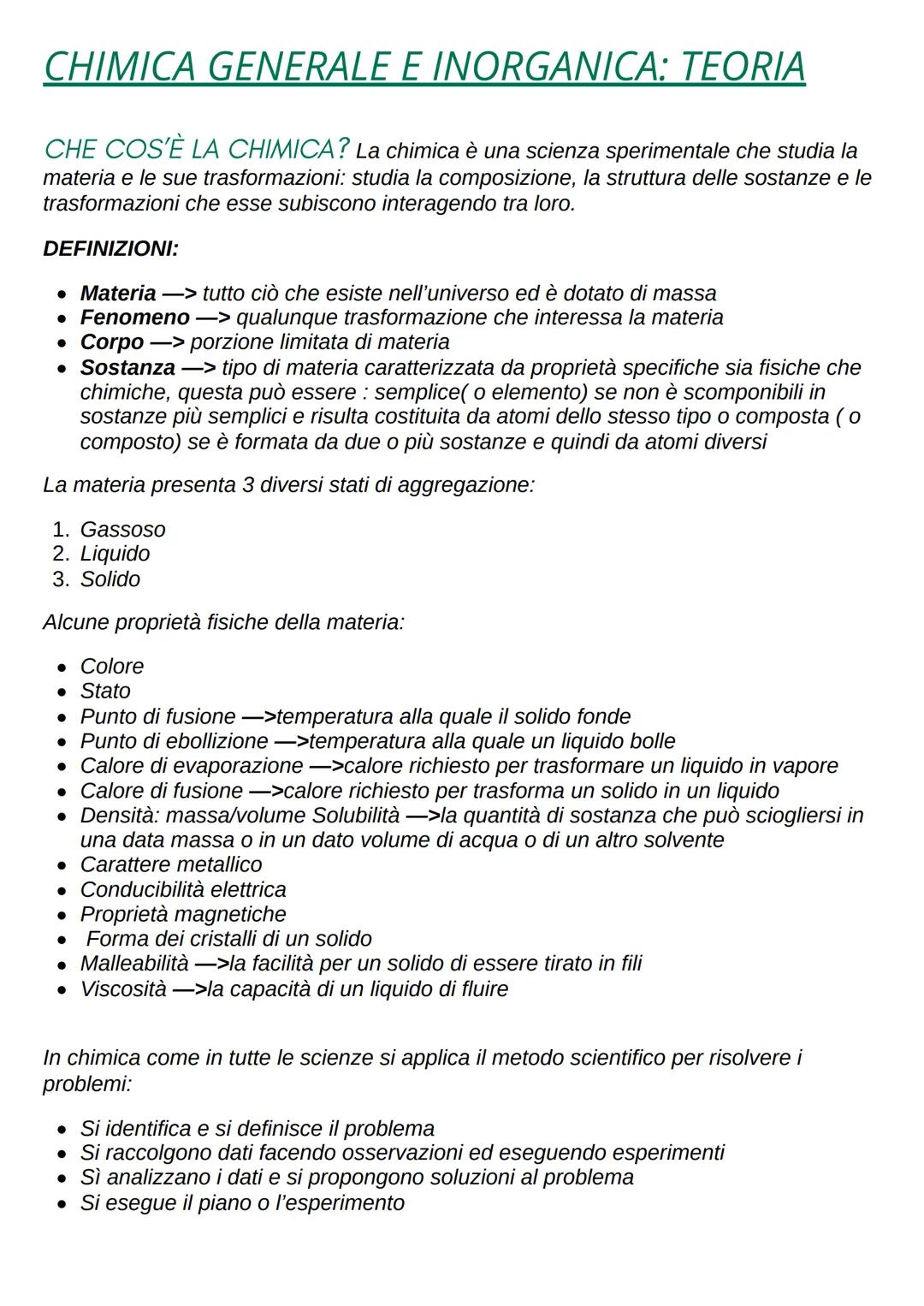 Chimica generale e inorganica università