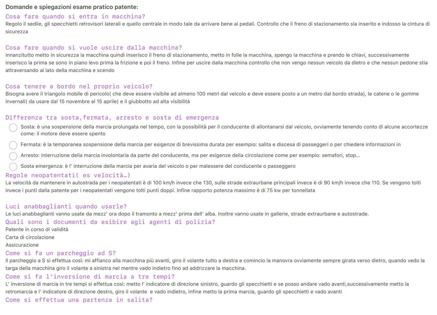 Domande e spiegazioni esame pratico patente:
Cosa fare quando si entra in macchina?
Regolo il sedile, gli specchietti retrovisori laterali e