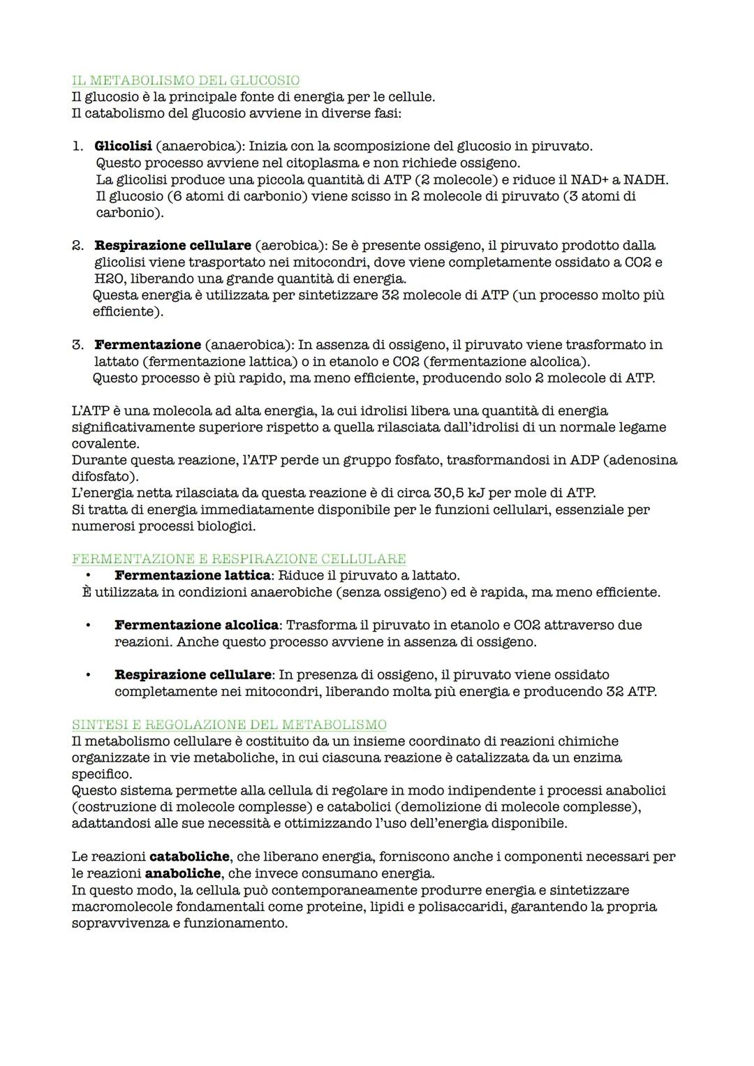 ## METABOLISMO ENERGETICO
Il metabolismo è l'insieme delle reazioni chimiche che avvengono nelle cellule e che
permettono di degradare e si