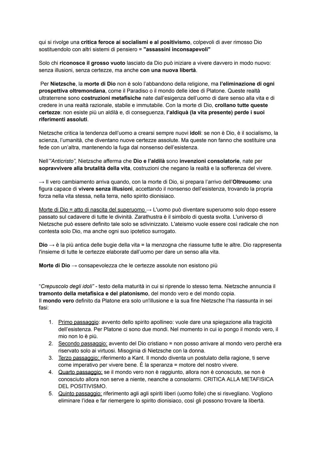 NIETZSCHE
Con Nietzsche si apre una frattura radicale rispetto alla filosofia precedente, segnando un vero
spartiacque tra il pensiero dell'