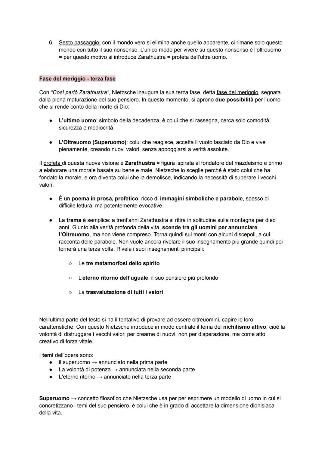 NIETZSCHE
Con Nietzsche si apre una frattura radicale rispetto alla filosofia precedente, segnando un vero
spartiacque tra il pensiero dell'