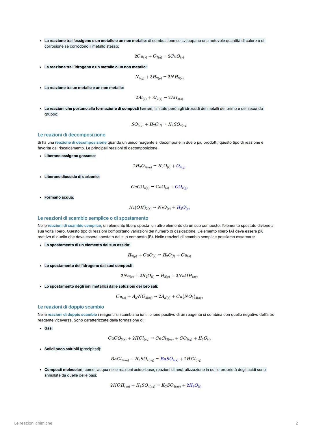 Chimica
A
Le reazioni chimiche
Le equazioni di reazione
Le reazioni chimiche sono trasformazioni che comportano una variazione della
composi