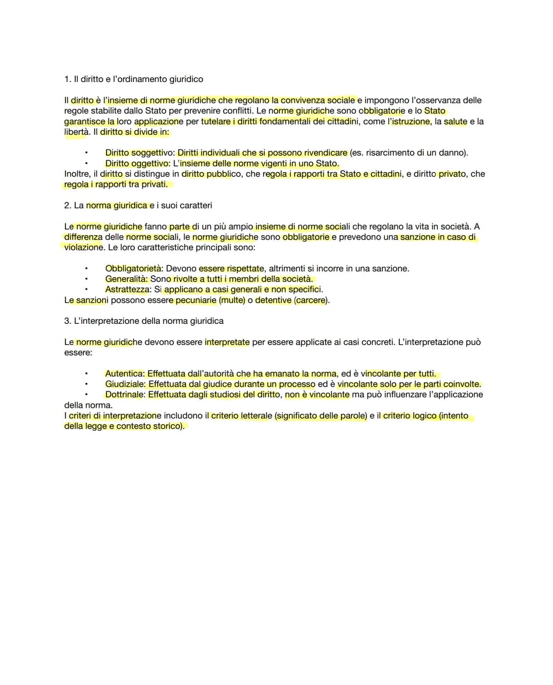 1. Il diritto e l'ordinamento giuridico
Il diritto è l'insieme di norme giuridiche che regolano la convivenza sociale e impongono l'osservan