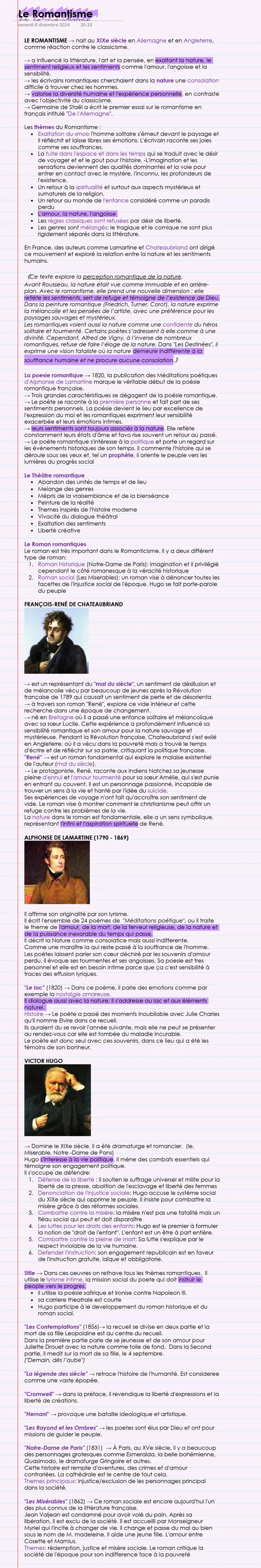 # Le Romantisme
## Introduction
Le Romantisme est un mouvement culturel qui a touché les arts et les idées en Europe à la fin du XVIIIe si