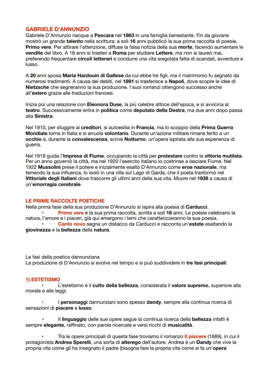 # GABRIELE D'ANNUNZIO
Gabriele D'Annunzio nacque a Pescara nel 1863 in una famiglia benestante. Fin da giovane
mostrò un grande talento nel