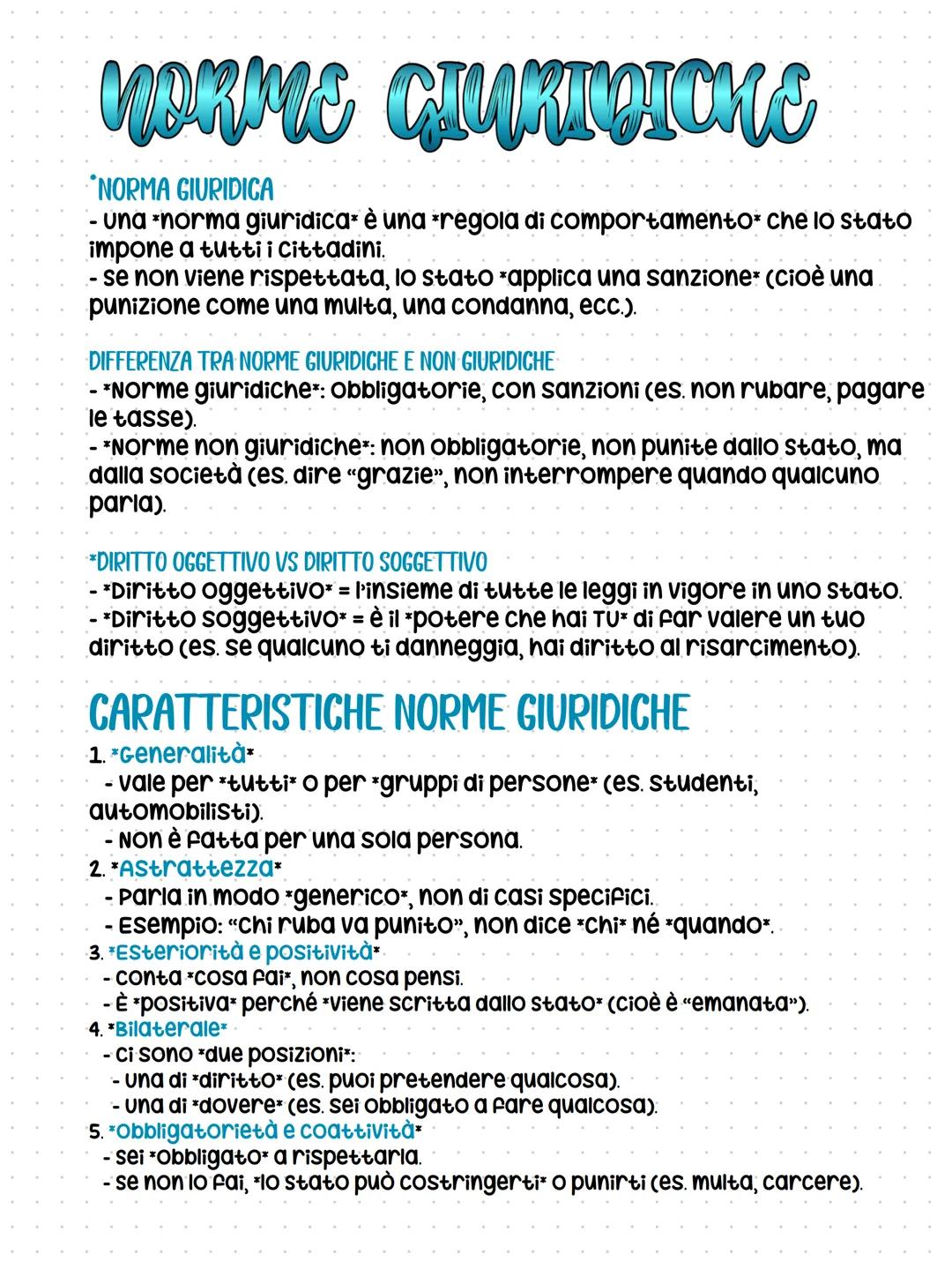 # NORME GIURIDICHE
*NORMA GIURIDICA
- una *norma giuridica* è una *regola di comportamento* che lo stato
impone a tutti i cittadini.
- se n