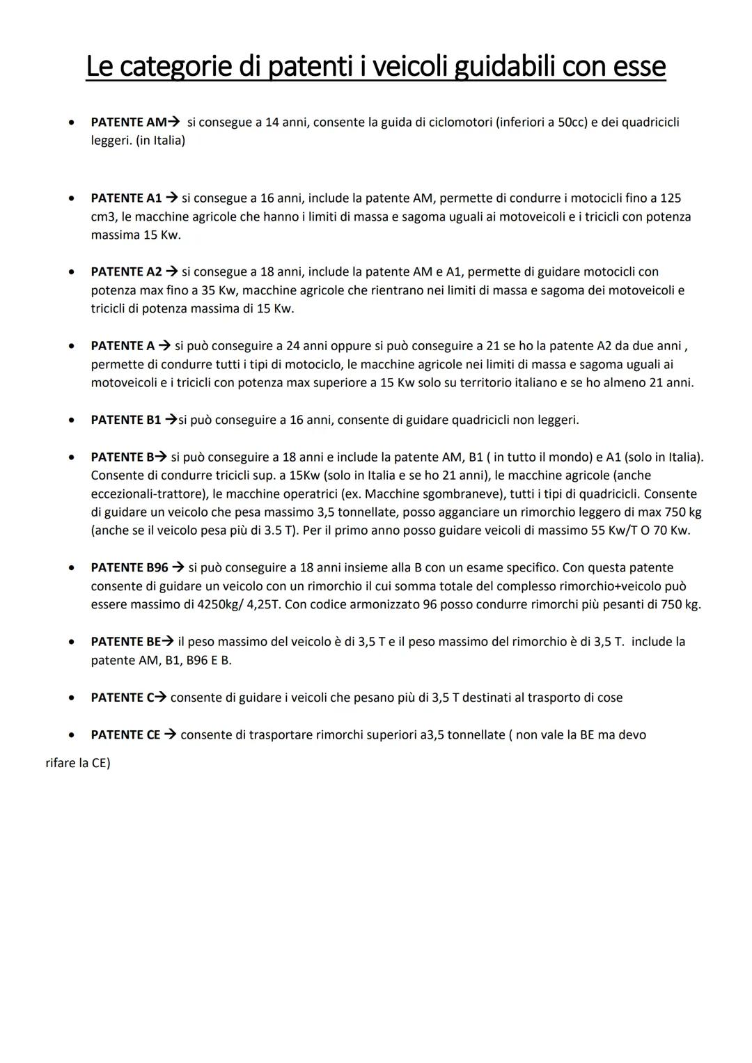 # Le categorie di patenti i veicoli guidabili con esse
* PATENTE AM→ si consegue a 14 anni, consente la guida di ciclomotori (inferiori a