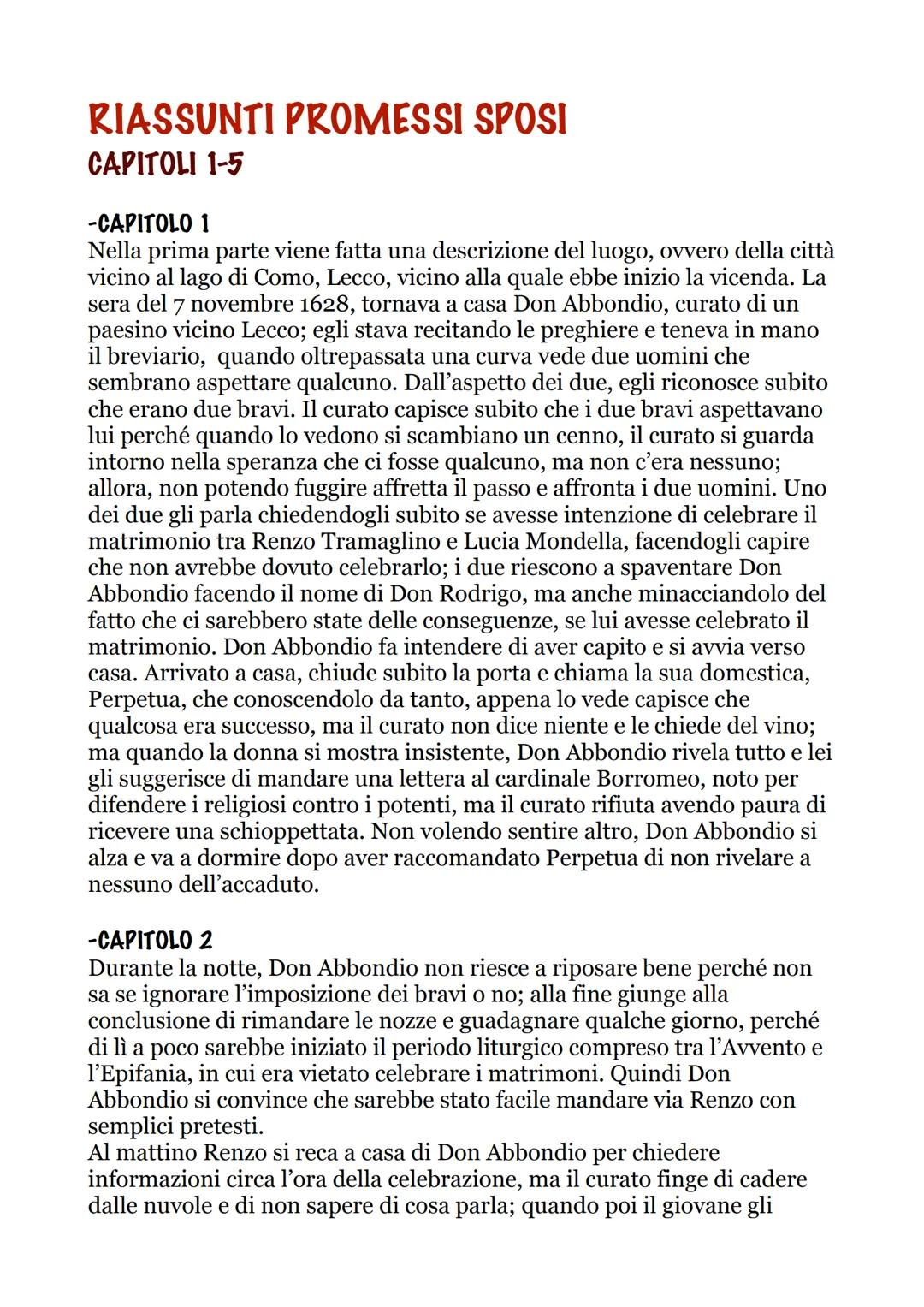 # RIASSUNTI PROMESSI SPOSI
CAPITOLI 1-5
-CAPITOLO 1
Nella prima parte viene fatta una descrizione del luogo, ovvero della città
vicino al l
