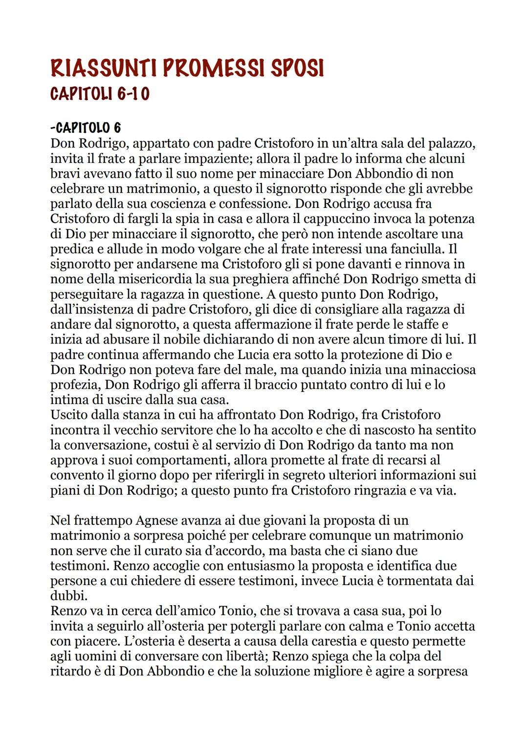 # RIASSUNTI PROMESSI SPOSI
CAPITOLI 6-10
-CAPITOLO 6
Don Rodrigo, appartato con padre Cristoforo in un'altra sala del palazzo,
invita il fr