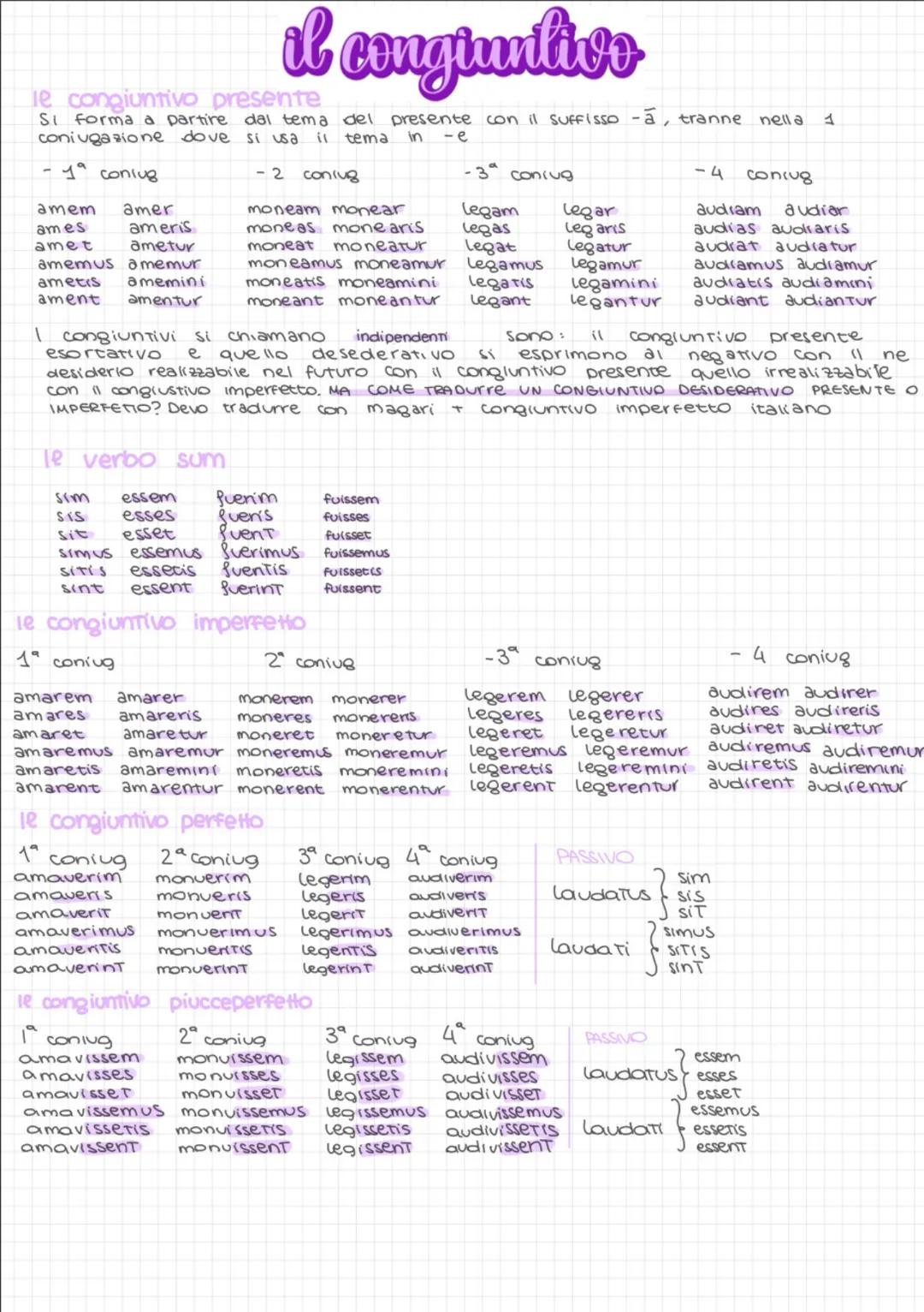 # il congiuntivo
le congiuntivo presente
Si forma a partire dal tema del presente con il suffisso -a, tranne nella 1
coniugazione dove si u