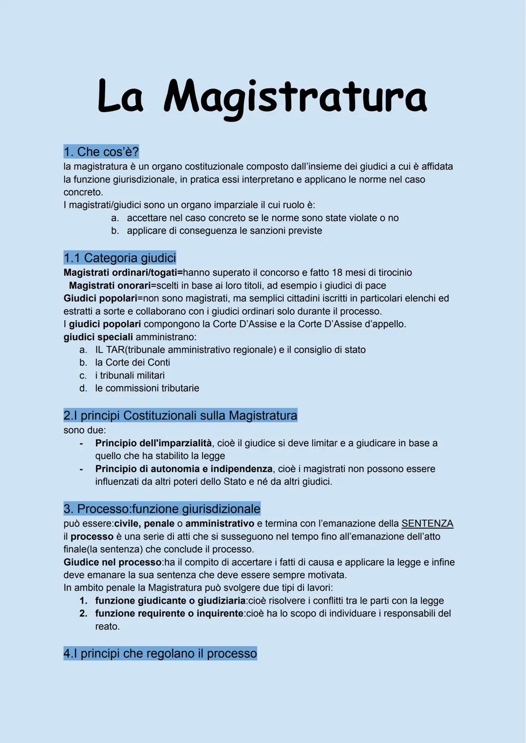 # La Magistratura
1. Che cos'è?
la magistratura è un organo costituzionale composto dall'insieme dei giudici a cui è affidata
la funzione