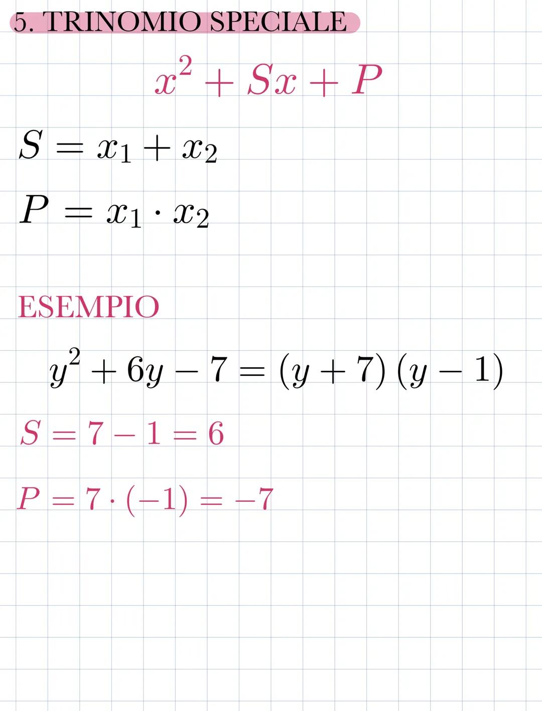 # Scomposizione
dei polinomi
1. RACCOGLIMENTO TOTALE
x² + 4x - 2x → x (x + 4-2)
Raccolgo la 'x' perché è l'unico fattore comune
Si racc