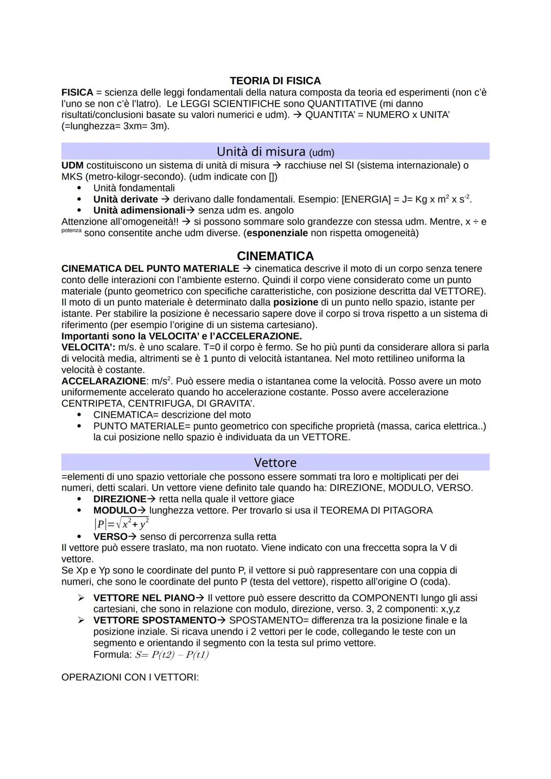 # TEORIA DI FISICA
FISICA = scienza delle leggi fondamentali della natura composta da teoria ed esperimenti (non c'è
l'uno se non c'è l'latr