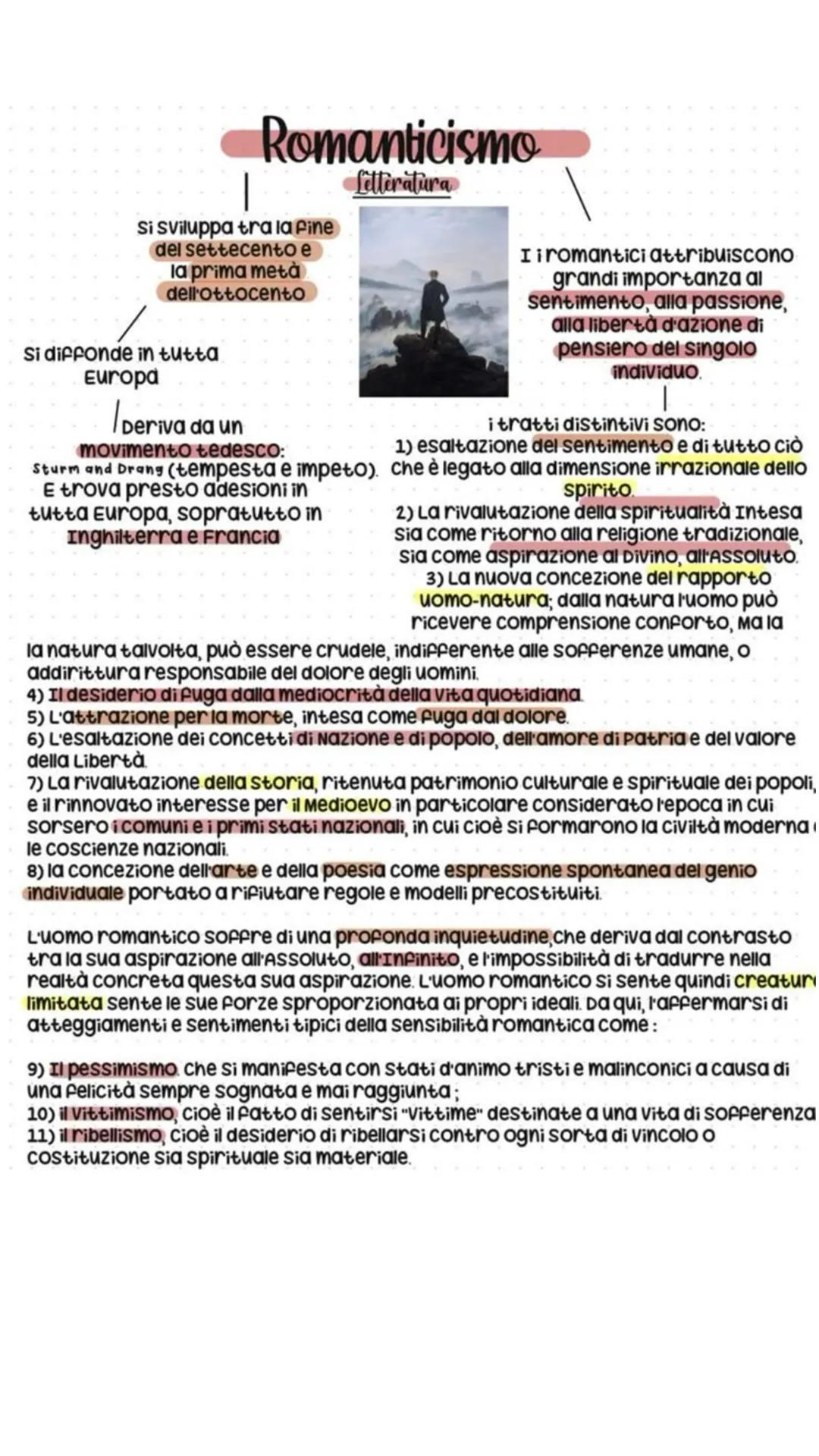 # Romanticismo
Letteratura
Si sviluppa tra la fine
del settecento e
la prima metà
dell'ottocento
Si diffonde in tutta
Europa
Deriva da u