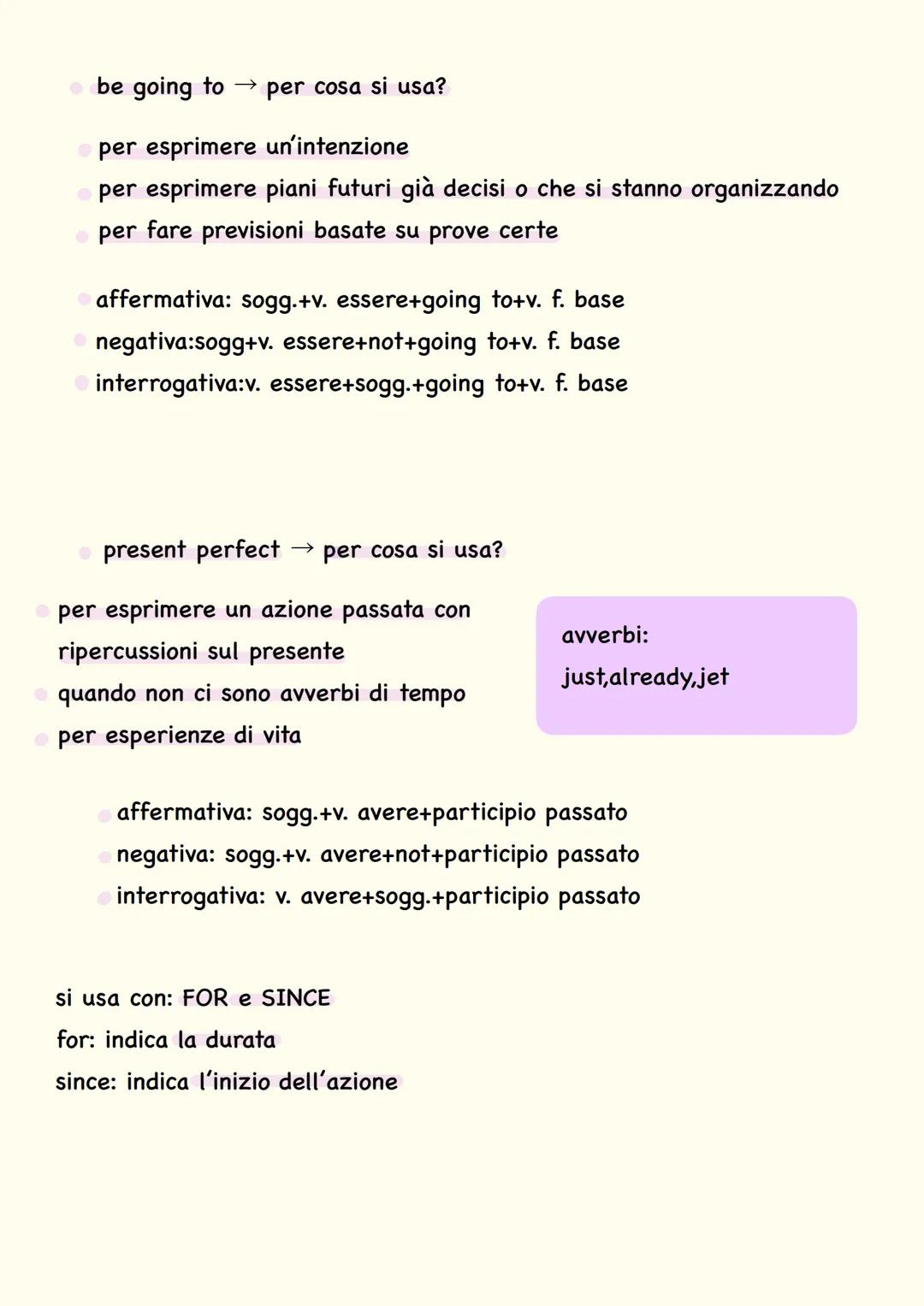 INGLESE
* present simple $\rightarrow$ per cosa si usa?
* azioni abituali o che si ripetono
* con verbi di sentimento (come h