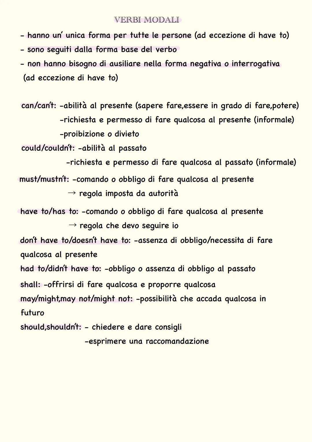 INGLESE
* present simple $\rightarrow$ per cosa si usa?
* azioni abituali o che si ripetono
* con verbi di sentimento (come h