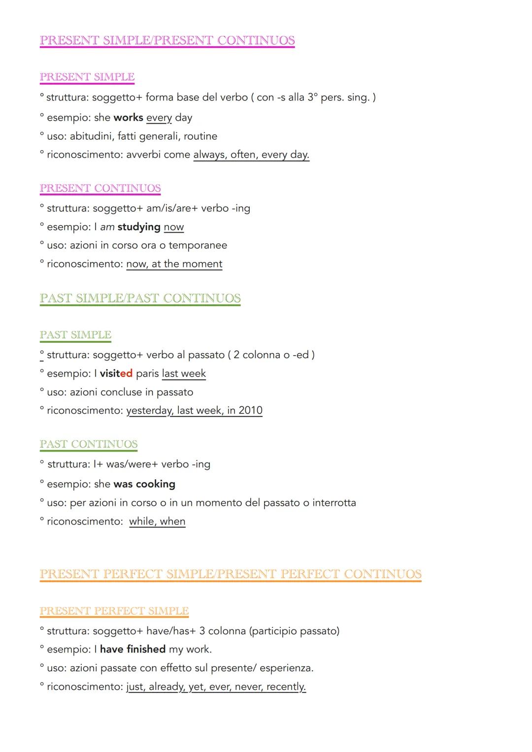 # PRESENT SIMPLE/PRESENT CONTINUOS
# PRESENT SIMPLE
* struttura: soggetto+ forma base del verbo (con -s alla 3º pers. sing.)
* esempio: