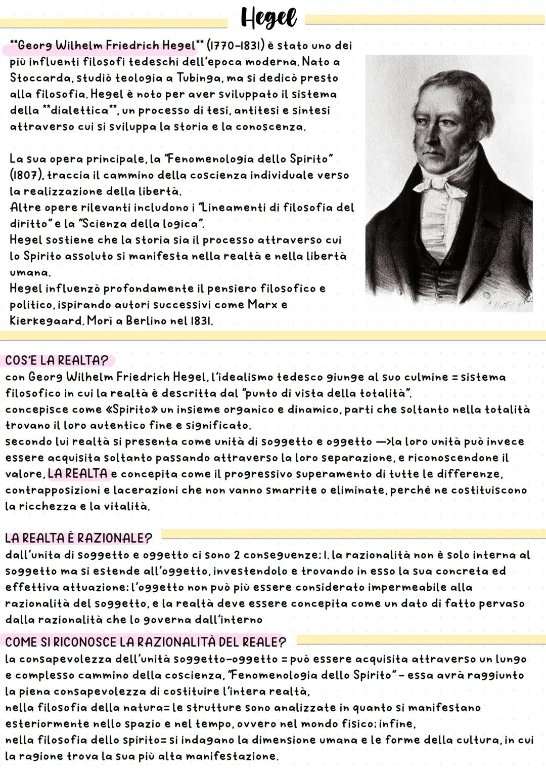 # Hegel
**Georg Wilhelm Friedrich Hegel** (1770-1831) è stato uno dei
più influenti filosofi tedeschi dell'epoca moderna. Nato a
Stoccarda,