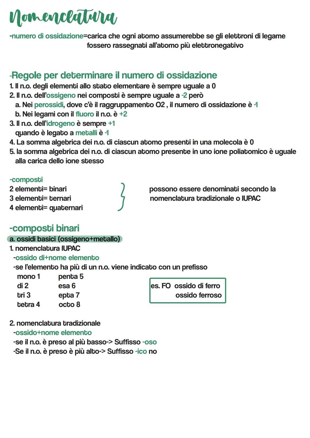 # Nomenclatura
-numero di ossidazione=carica che ogni atomo assumerebbe se gli elettroni di legame
fossero rassegnati all'atomo più elettron