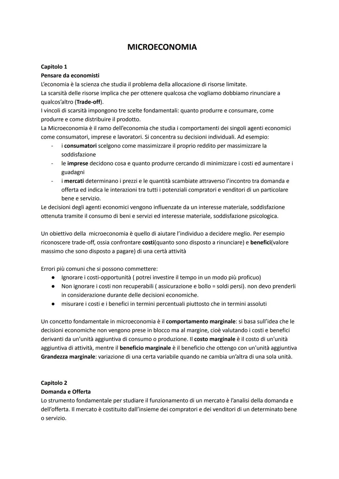 Intoduzione # MICROECOΝΟΜΙΑ
Capitolo 1
Pensare da economisti
L'economia è la scienza che studia il problema della allocazione di risorse