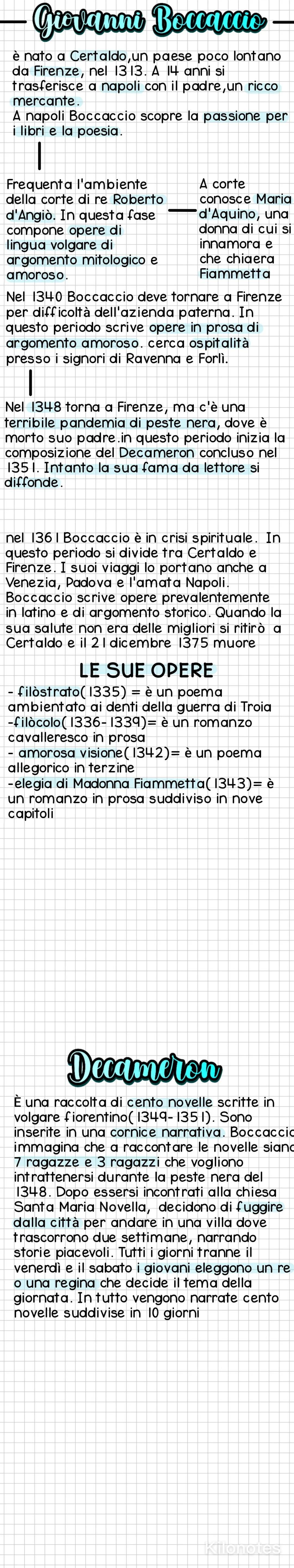 # Giovanni Bouacio
è nato a Certaldo, un paese poco lontano
da Firenze, nel 1313. A 14 anni si
trasferisce a napoli con il padre, un ricco