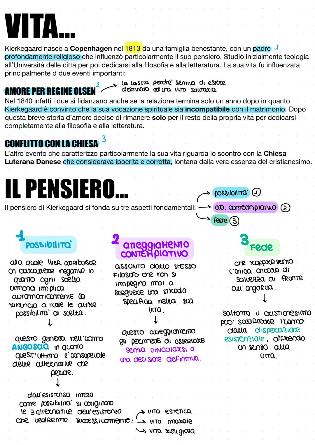 KIERKEGAARD # VITA...
Kierkegaard nasce a Copenhagen nel 1813 da una famiglia benestante, con un padre
profondamente religioso che influenz