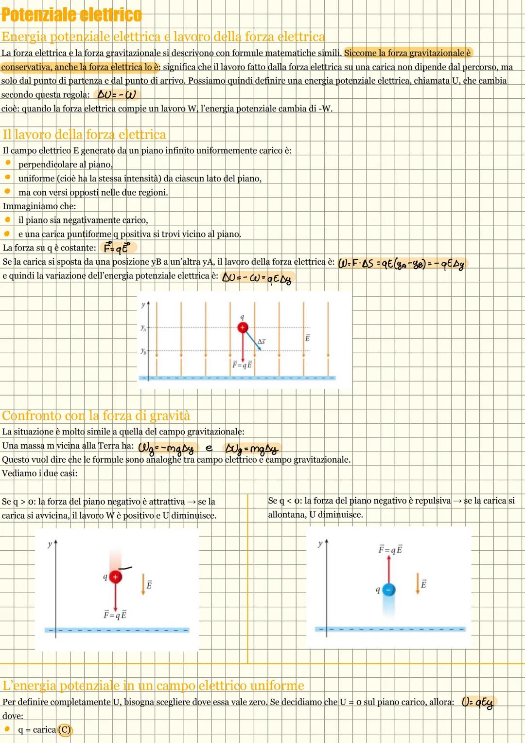 # Potenziale elettrico
Energia potenziale elettrica e lavoro della forza elettrica
La forza elettrica e la forza gravitazionale si descriv