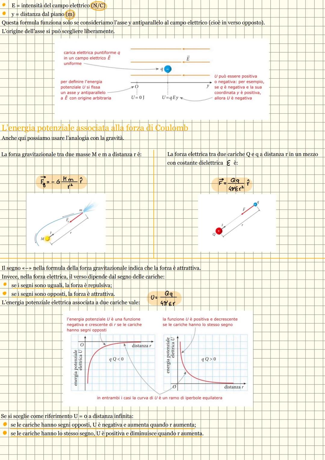 # Potenziale elettrico
Energia potenziale elettrica e lavoro della forza elettrica
La forza elettrica e la forza gravitazionale si descriv