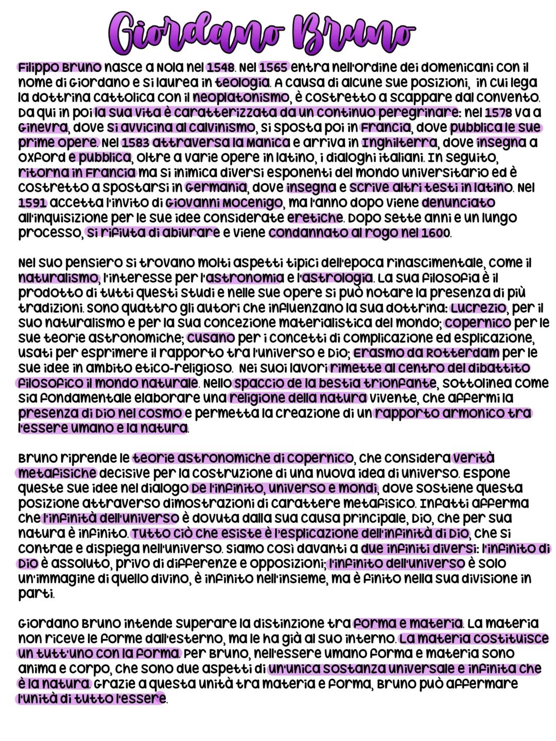 # Giordano Bruno
Filippo Bruno nasce a nola nel 1548. Nel 1565 entra nell'ordine dei domenicani con il
nome di Giordano e si laurea in teol