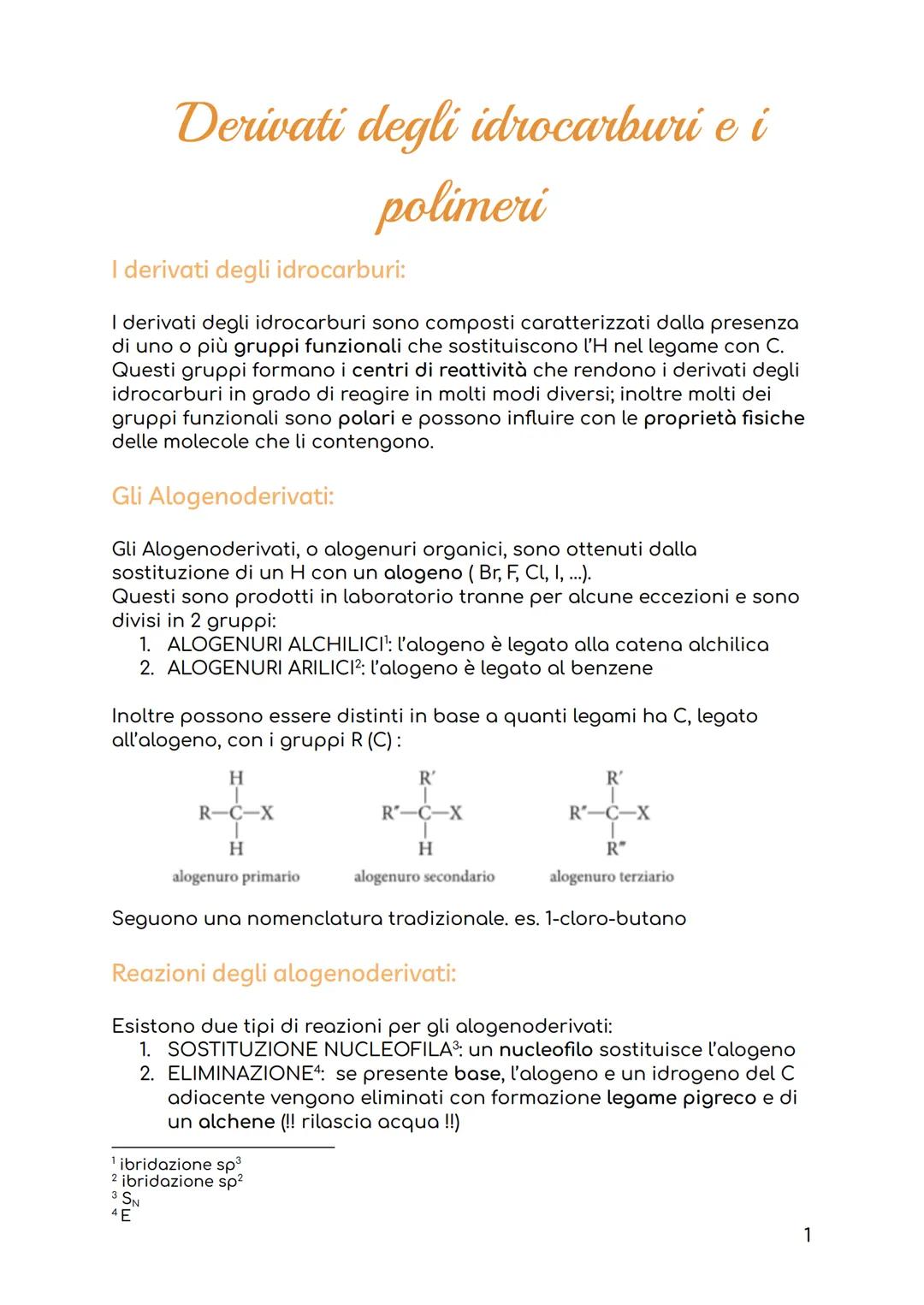 # Derivati degli idrocarburi e i
polimeri
I derivati degli idrocarburi:
I derivati degli idrocarburi sono composti caratterizzati dalla pr