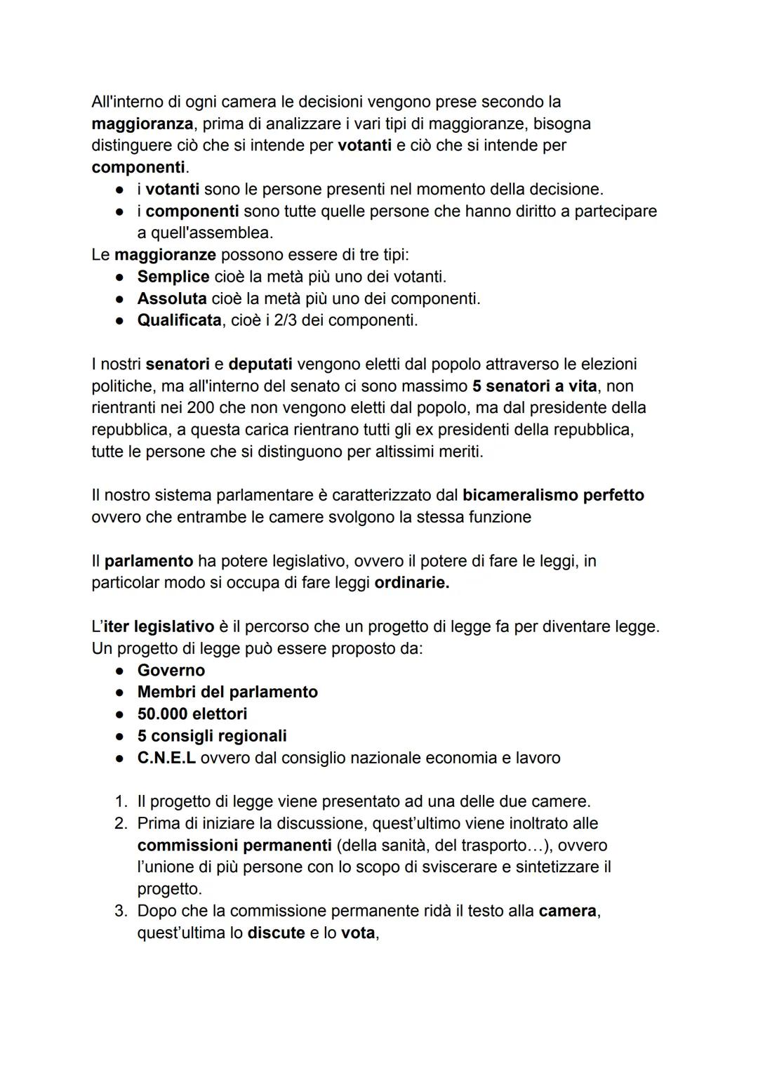 # II Parlamento
Il parlamento è un organo costituzionale, ovvero un organo dello stato che
viene disciplinato dalla nostra costituzione. Qu